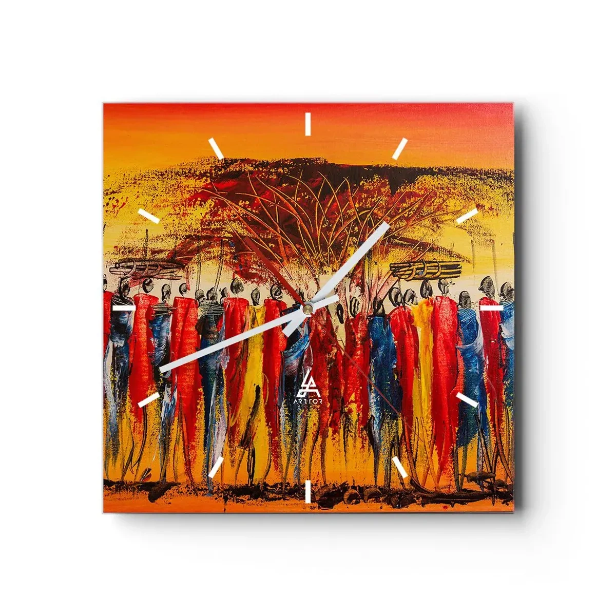 Relógio de parede - Relógio em vidro - Lá, lá, lá vão eles - 30x30 cm