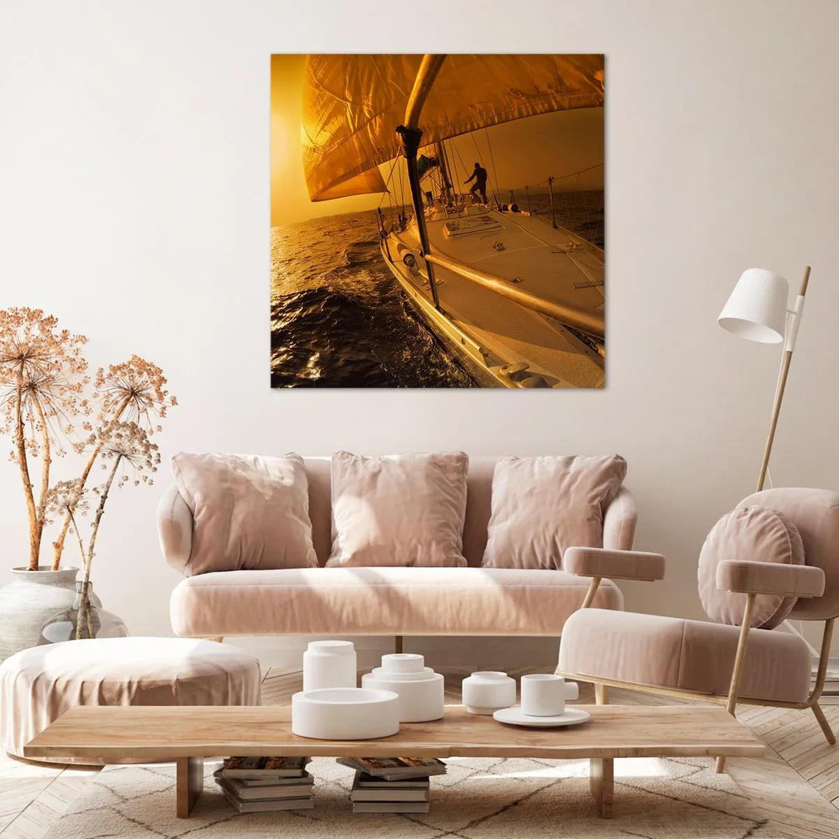 Quadro em tela - Noite dourada depois de um dia multicolorido - 70x70 cm