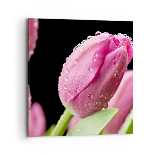 Quadro em tela - Sonho lilás em orvalho - 70x70 cm