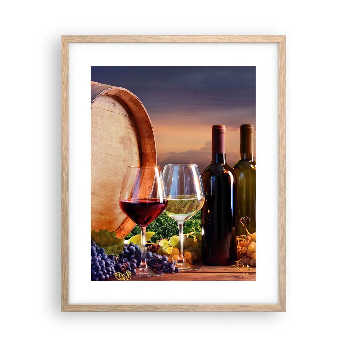 Pôster com moldura de carvalho claro - Aqui a vida tem um sabor - 40x50 cm