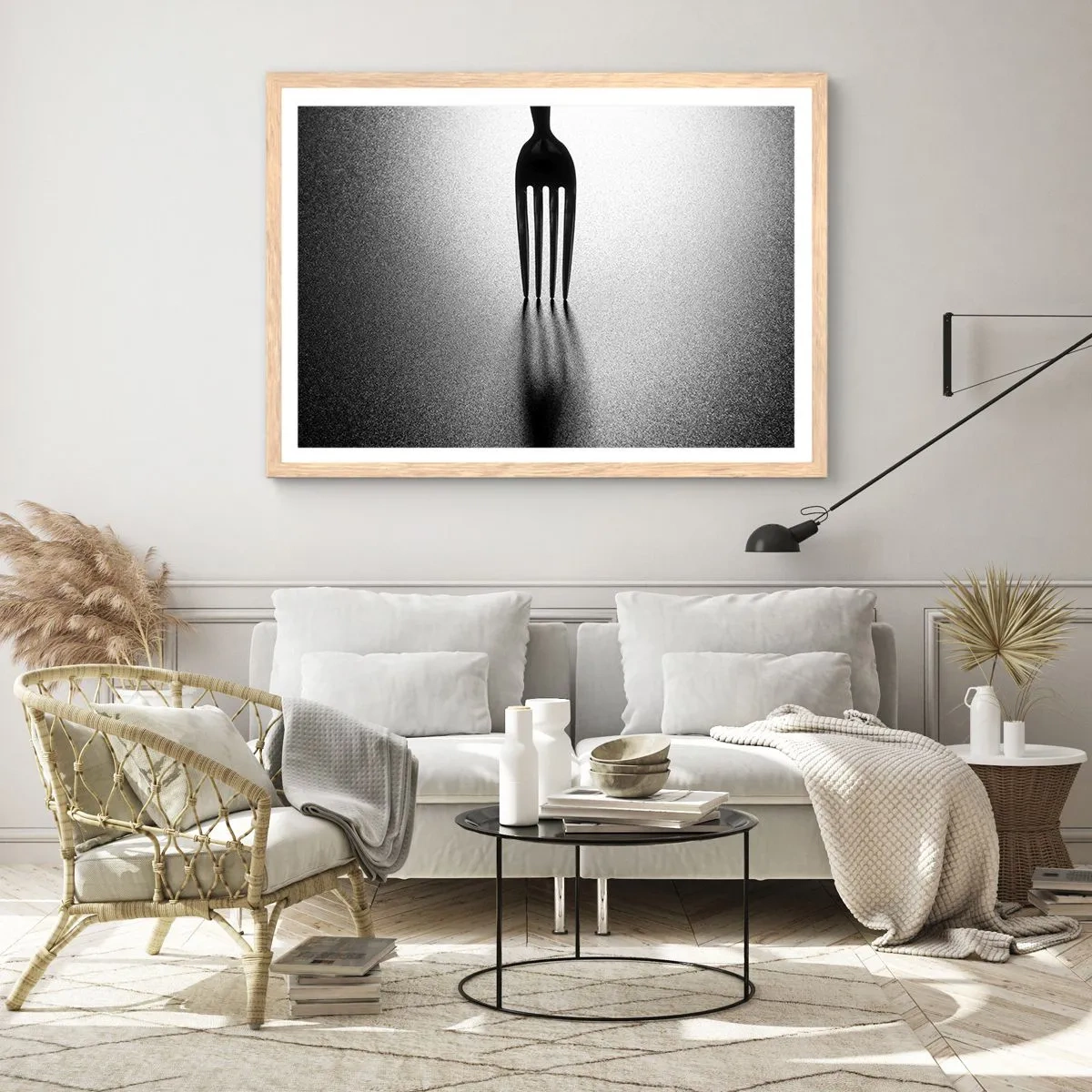 Pôster com moldura de carvalho claro - Luz e sombra - 91x61 cm