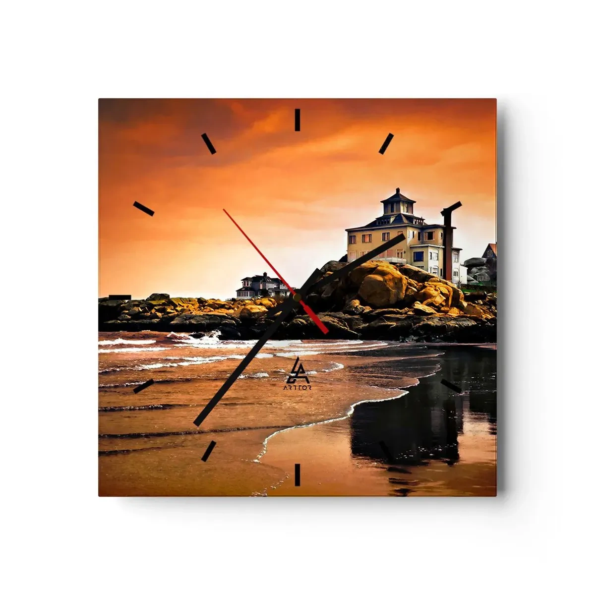 Relógio de parede - Relógio em vidro - Elegância da Costa Oeste - 30x30 cm