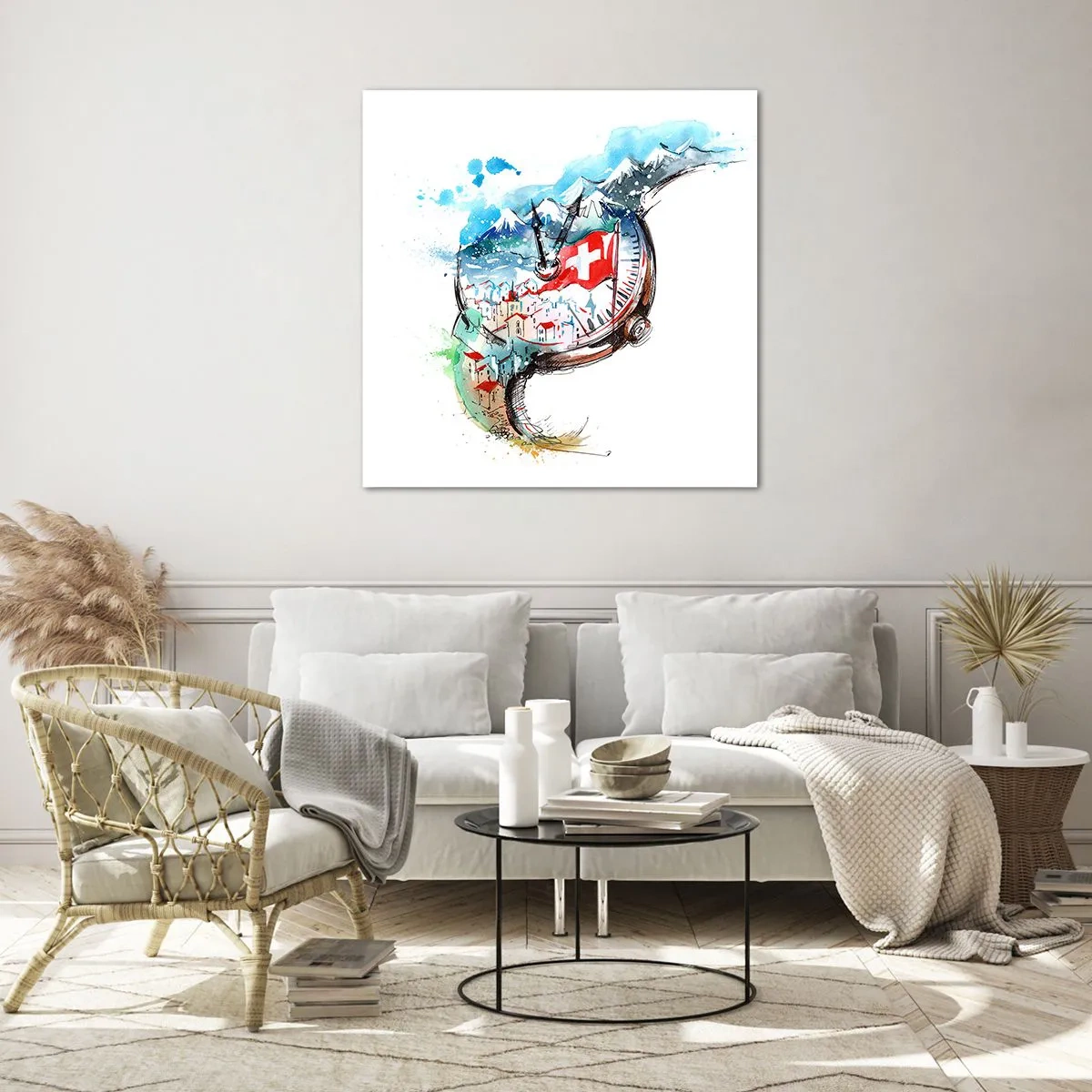 Quadro em vidro - O Espírito da Suíça - 40x40 cm