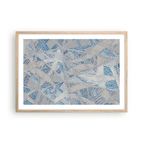 Pôster com moldura de carvalho claro - Em um labirinto azul e cinza - 70x50 cm
