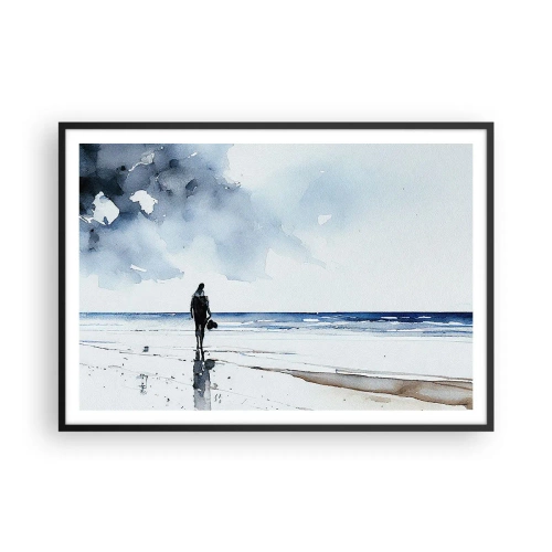 Pôster com moldura preta - Conversa com o mar - 100x70 cm