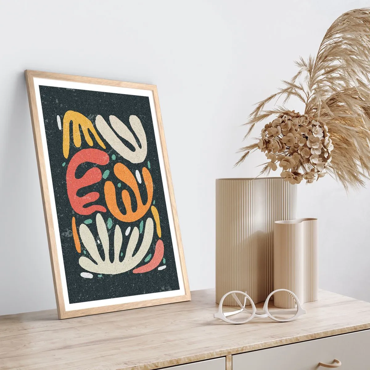 Pôster com moldura de carvalho claro - Composição – estou prestes a pegar-te - 30x40 cm