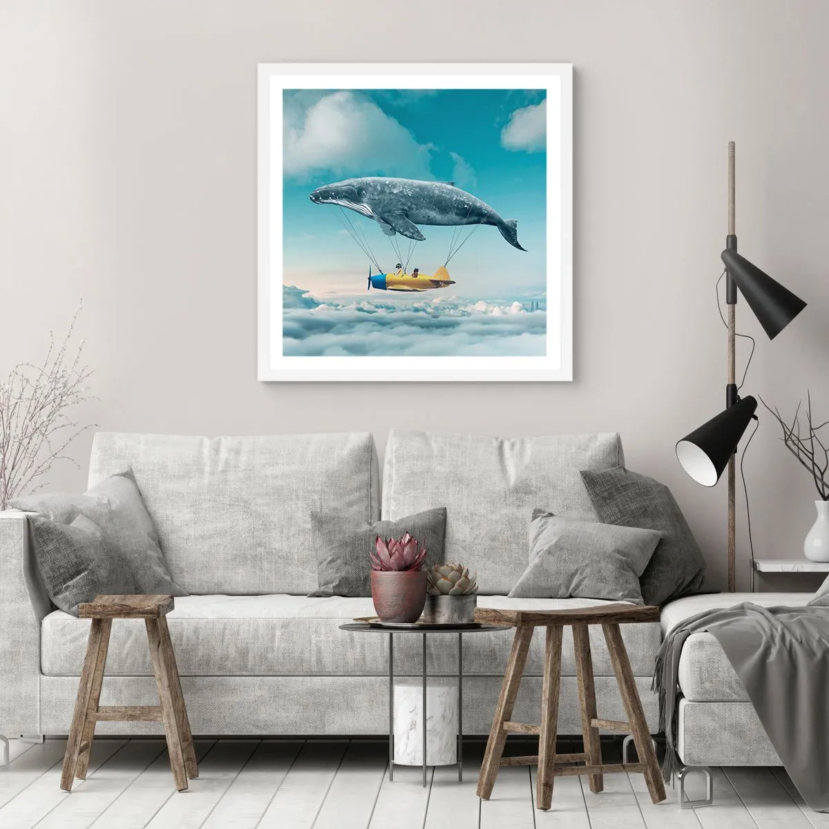 Pôster em moldura branca - Por que não? - 60x60 cm