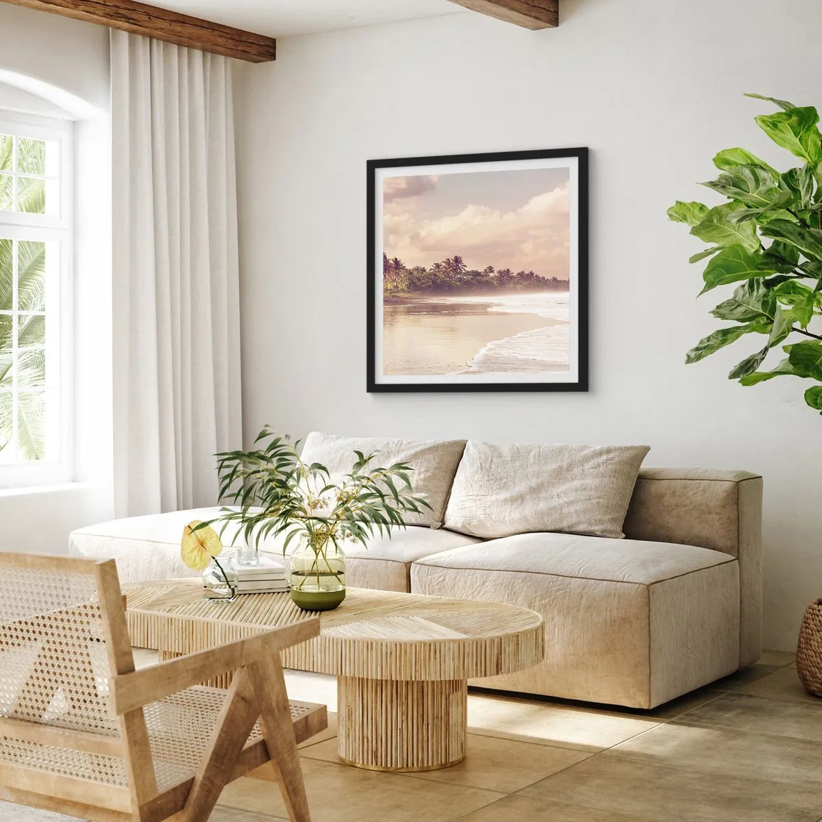 Pôster com moldura preta - Carícia das ondas - 60x60 cm