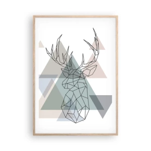Pôster com moldura de carvalho claro - Numa floresta geométrica - 70x100 cm