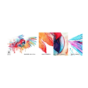 Amostra de papel de parede autocolante Deluxe Sticker - . - Papagaio, Pássaro, Abstração - 100x30 cm