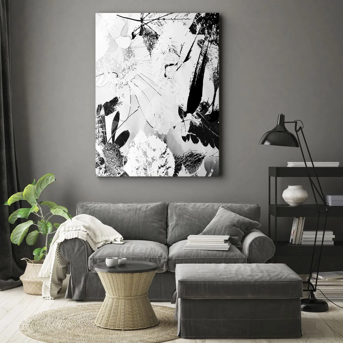 Quadro em tela - Outono a preto e branco - 70x100 cm
