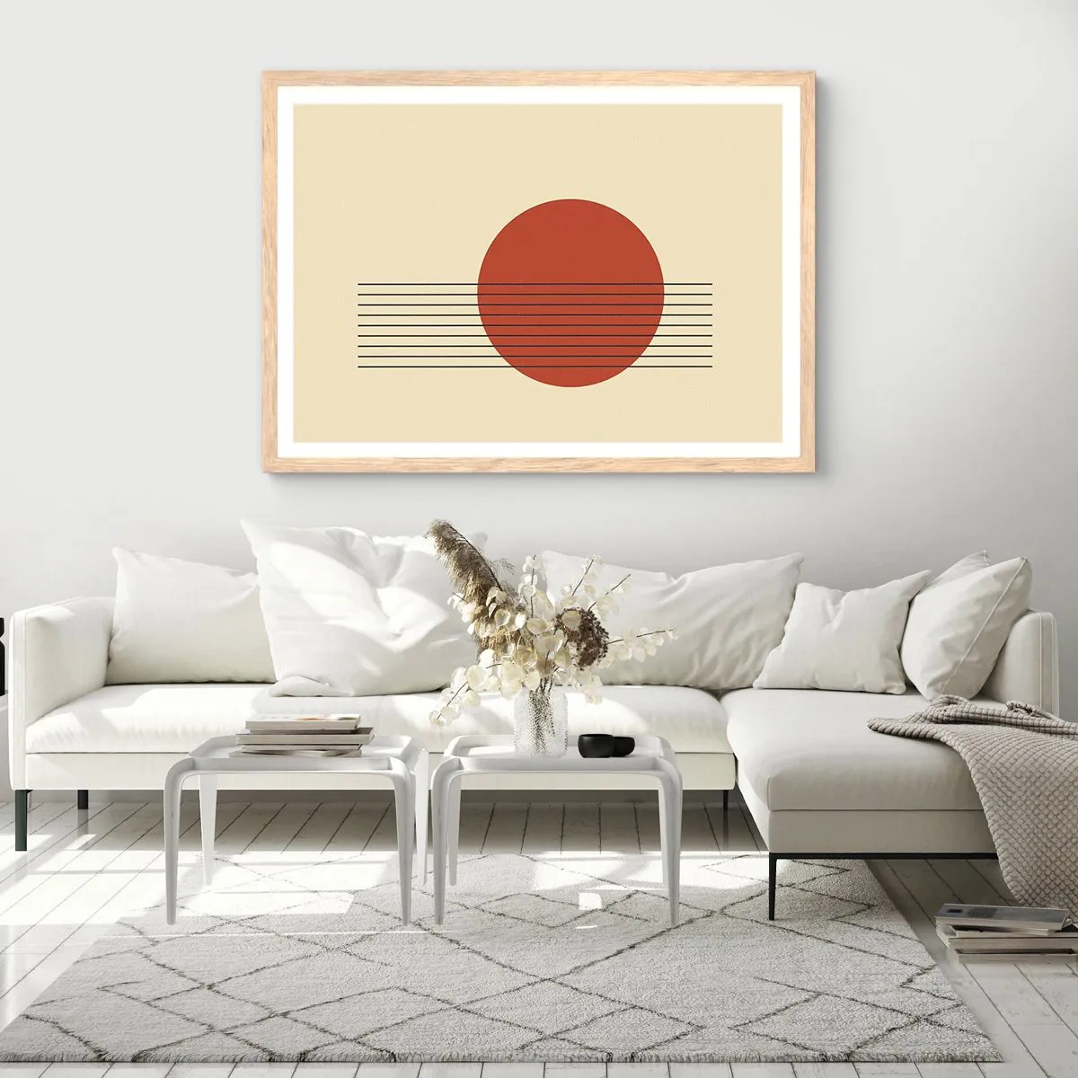 Pôster com moldura de carvalho claro - Em círculo e mais além - 100x70 cm