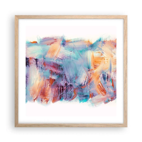 Pôster com moldura de carvalho claro - Uma bagunça colorida - 50x50 cm