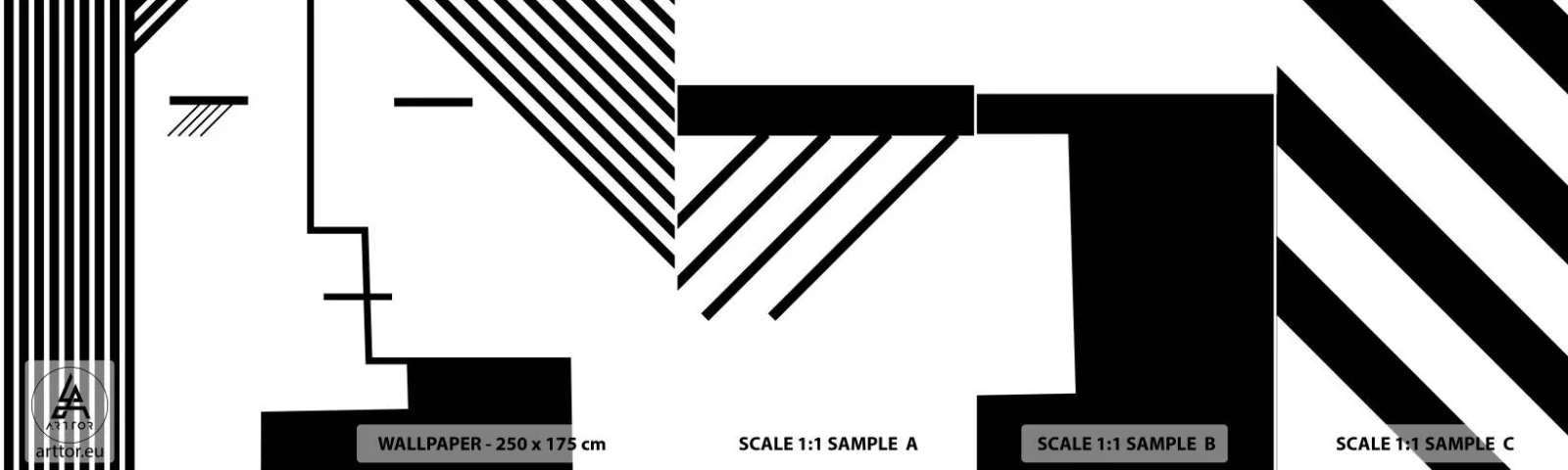 Amostra de Papel de Parede Standard Eco - Apenas um beijo - Arte Moderna, Preto e branco, Face - 100x30 cm