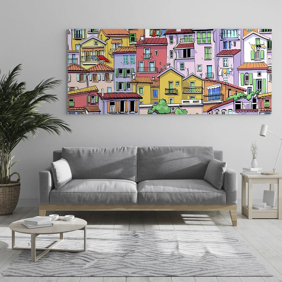 Quadro em vidro - Cidade divertida - 140x50 cm