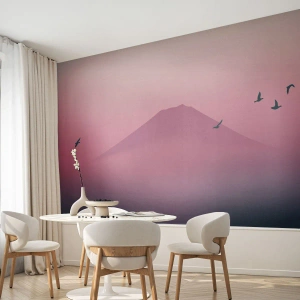 Papel de parede personalizado Premium Sand - Andarilhos sob as nuvens - Abstração, Paisagem, Topo da montanha