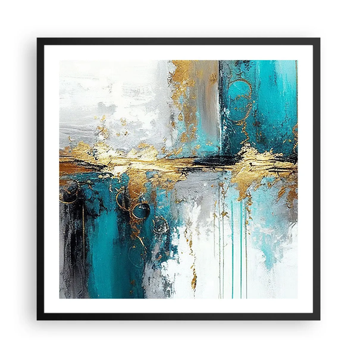 Pôster com moldura preta - Tudo flui - 60x60 cm