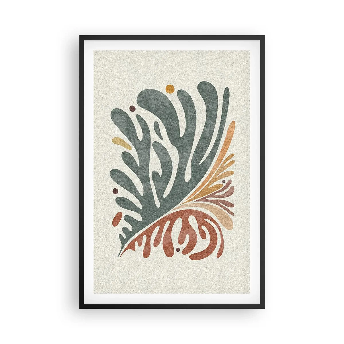 Pôster com moldura preta - Folha multicolorida - 61x91 cm