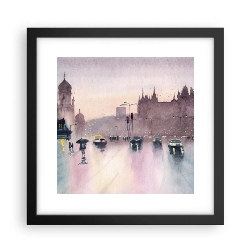 Pôster com moldura preta - Na névoa chuvosa - 30x30 cm