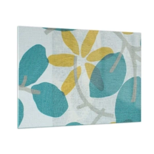 Quadro em vidro - Entre as folhas azuis - 100x70 cm