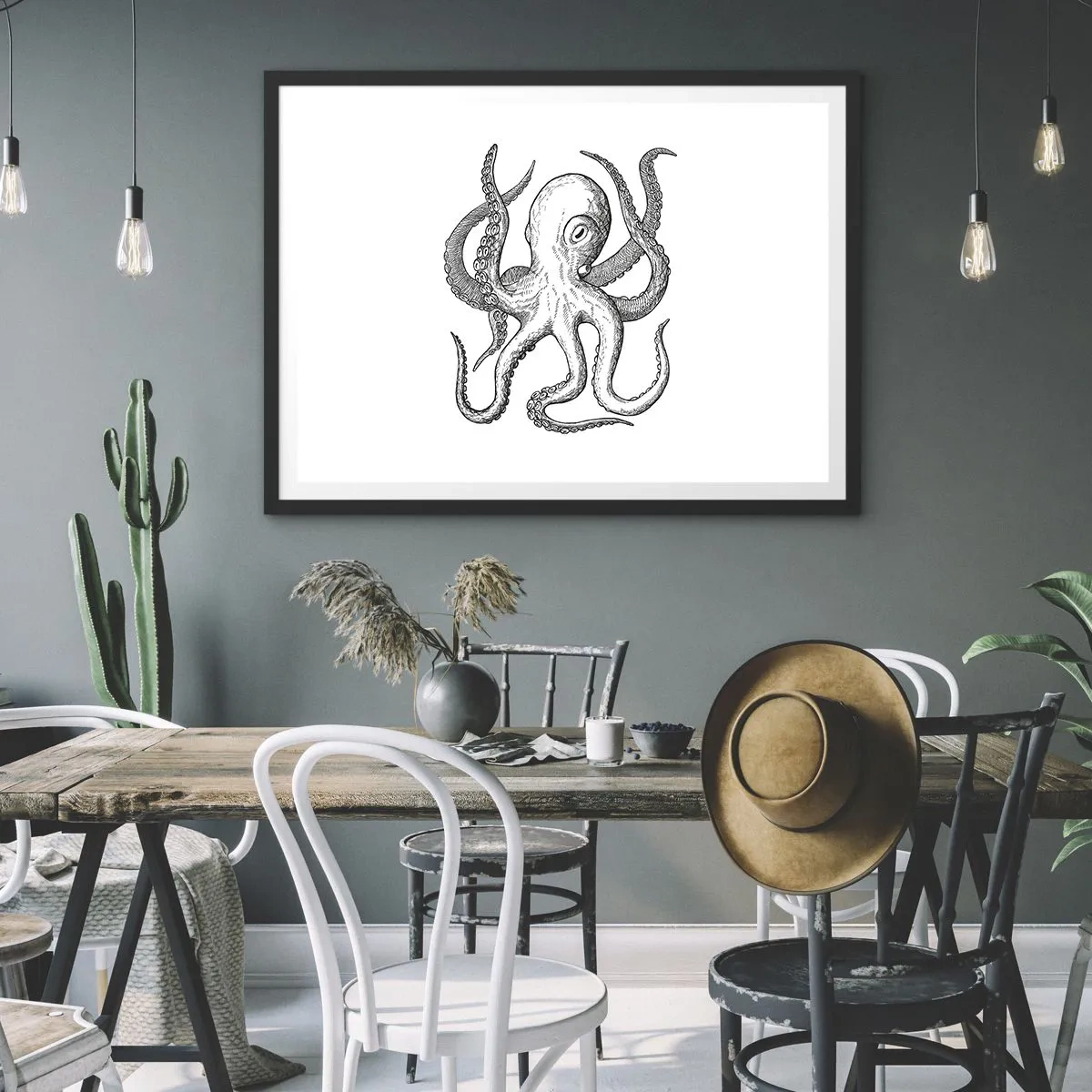 Pôster com moldura preta - Dançando com as ondas - 70x50 cm