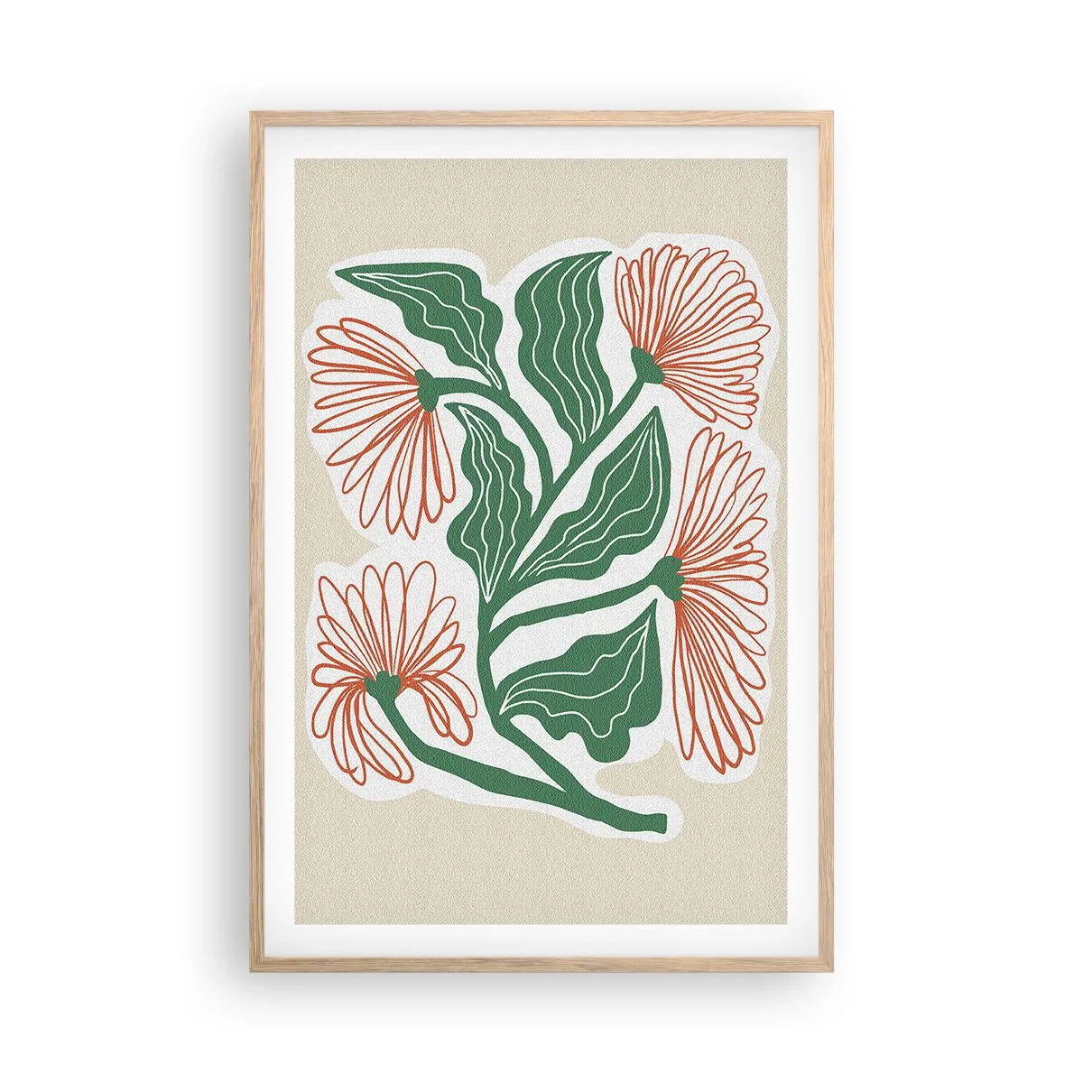 Pôster com moldura de carvalho claro - Folclórico e moderno - 61x91 cm