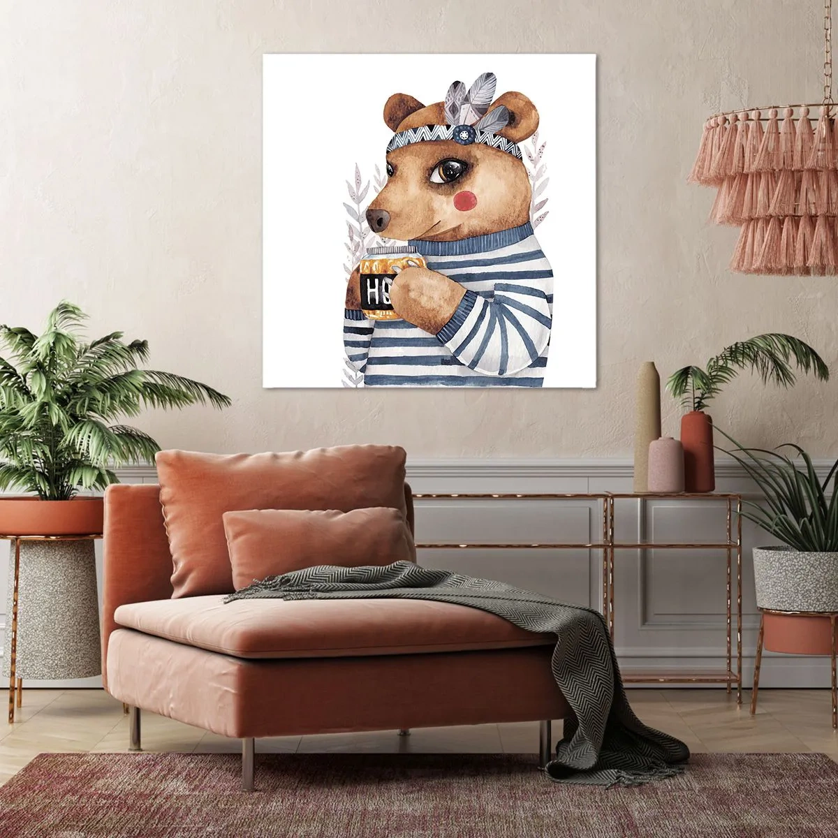 Quadro em tela - Doce ursa - 30x30 cm