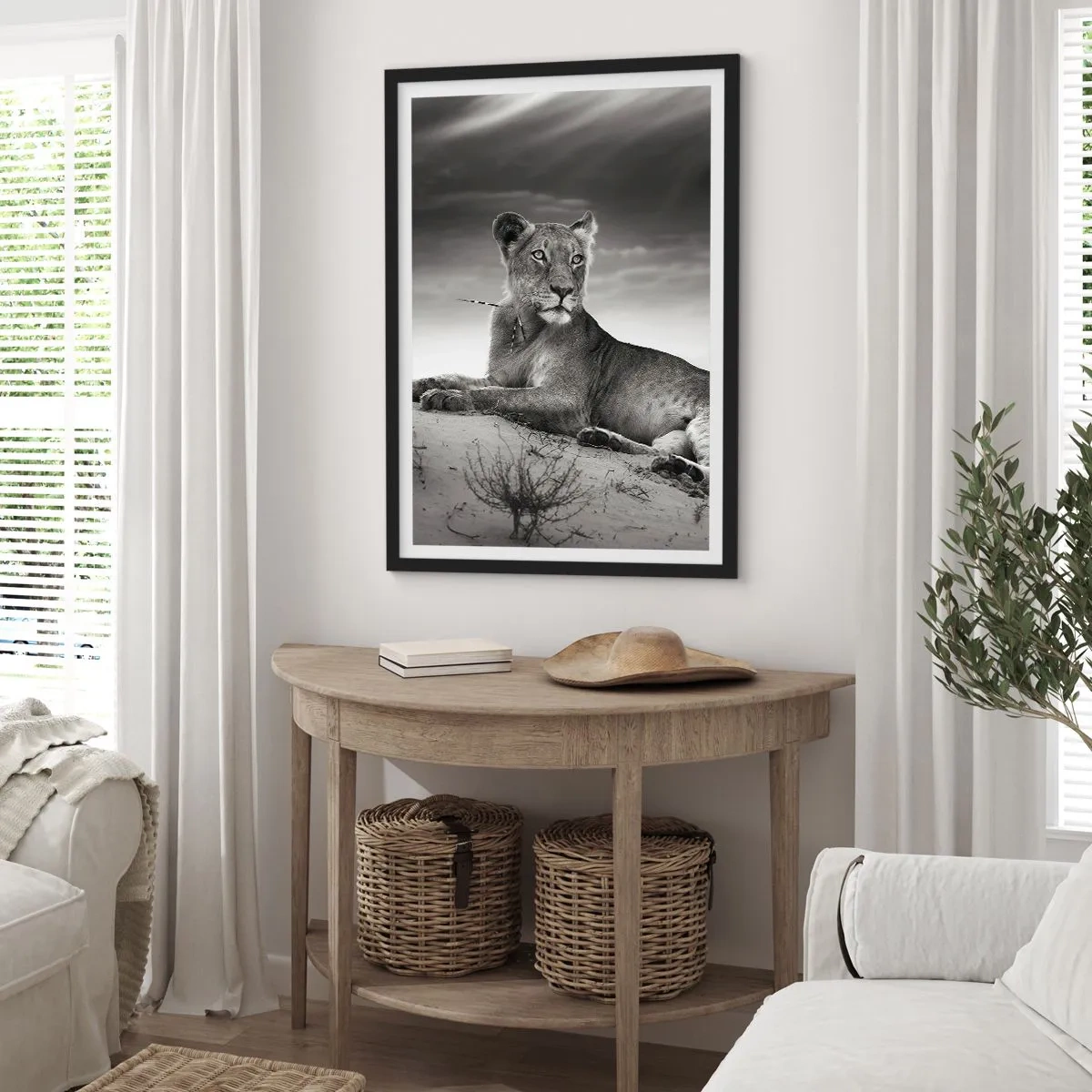 Pôster com moldura preta - Descanso da Rainha do Deserto - 61x91 cm