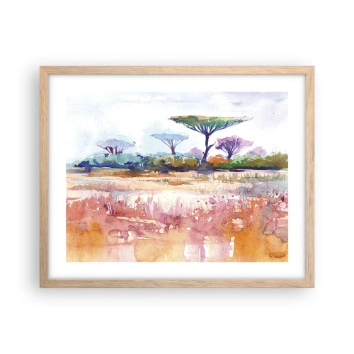 Pôster com moldura de carvalho claro - Cores da savana - 50x40 cm