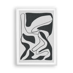 Pôster em moldura branca - Labirinto abstrato divertido - 70x100 cm