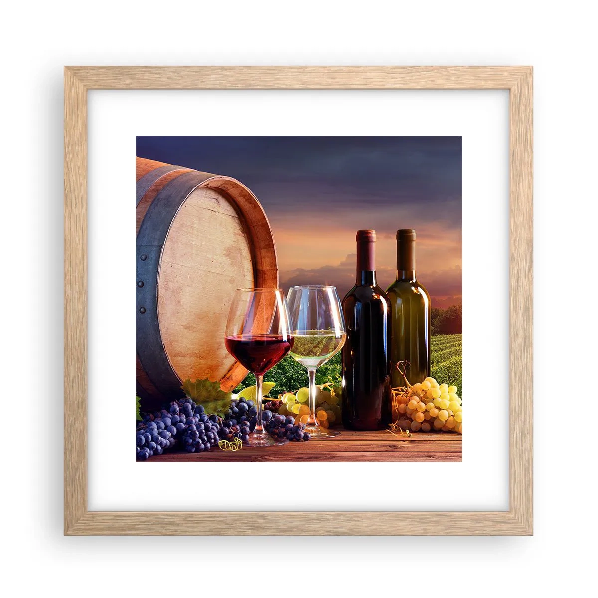 Pôster com moldura de carvalho claro - Aqui a vida tem um sabor - 30x30 cm