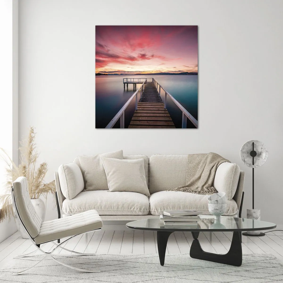 Quadro em vidro - A chama suave da noite - 70x70 cm