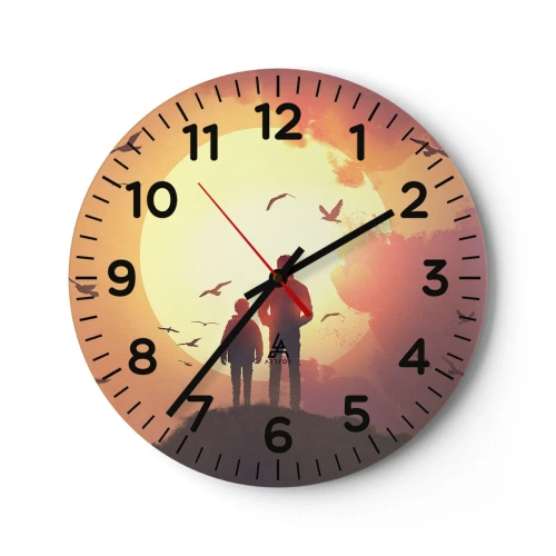 Relógio de parede - Relógio em vidro - Cara a cara com o sol - 40x40 cm