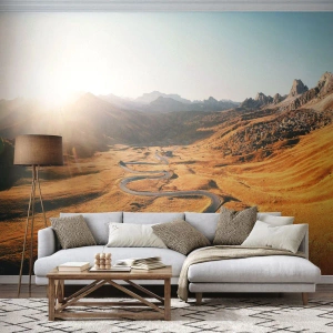 Papel de Parede Premium Sand - No Vale Dourado - Paisagem, Montanhas, Itália - 250x175 cm