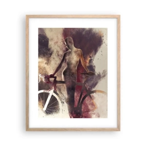 Pôster com moldura de carvalho claro - Uma alma de bicicleta em formas de mármore - 40x50 cm