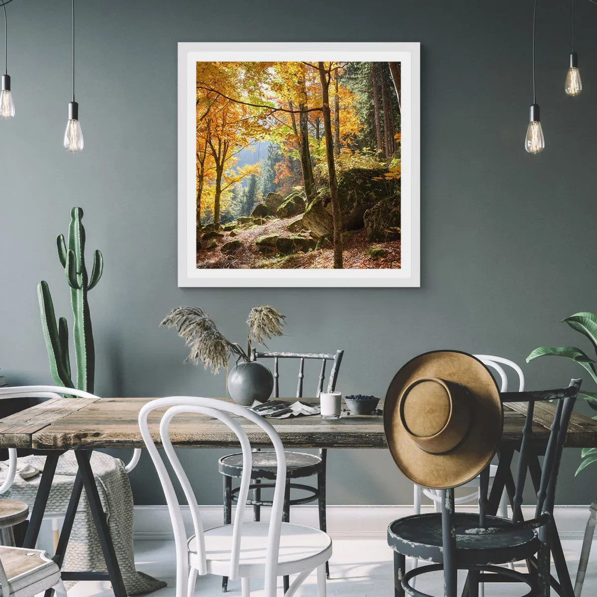 Pôster em moldura branca - Tempo para descansar - 40x40 cm