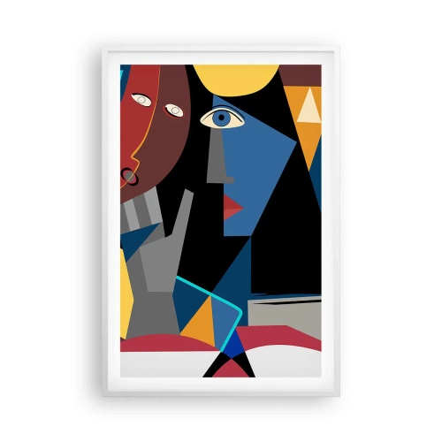 Pôster em moldura branca - Uma conversa entre cubistas - 61x91 cm