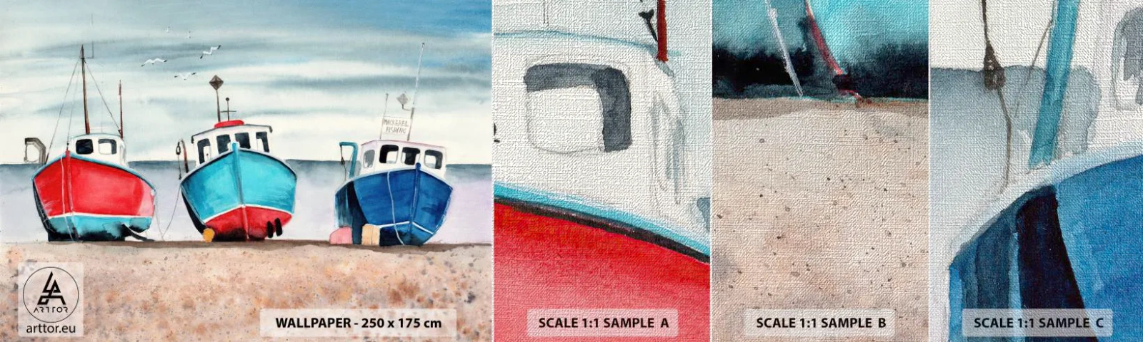 Amostra de papel de parede Premium Canvas - Pronto para pescar - Náutico, Beira-mar, Cortadores de pesca - 100x30 cm