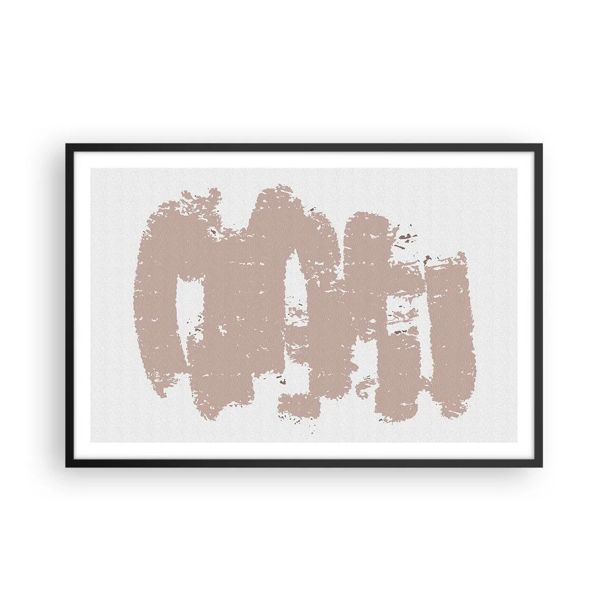 Pôster com moldura preta - Abstração em rosa suave - 91x61 cm