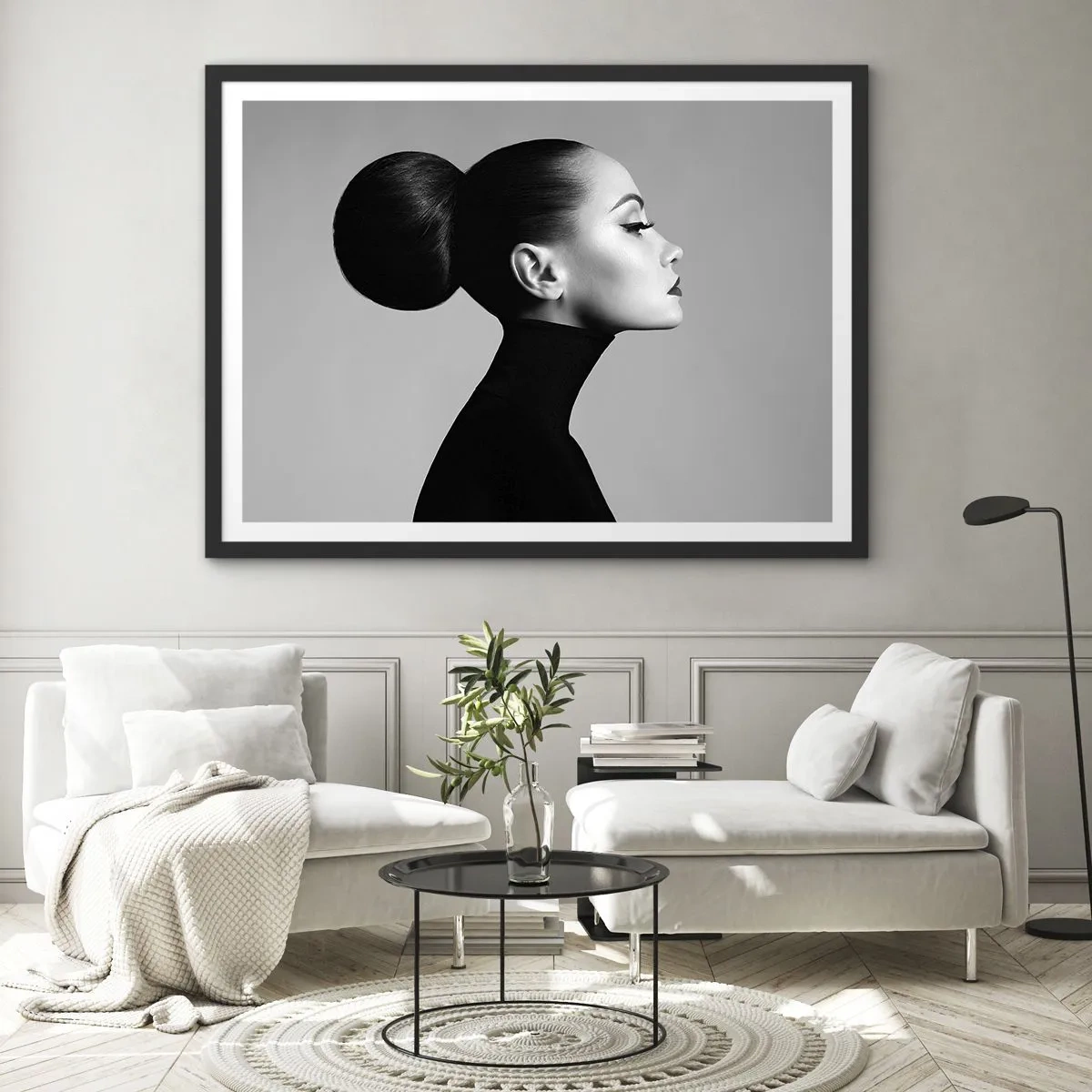 Pôster com moldura preta - Nefertiti moderna - 70x50 cm
