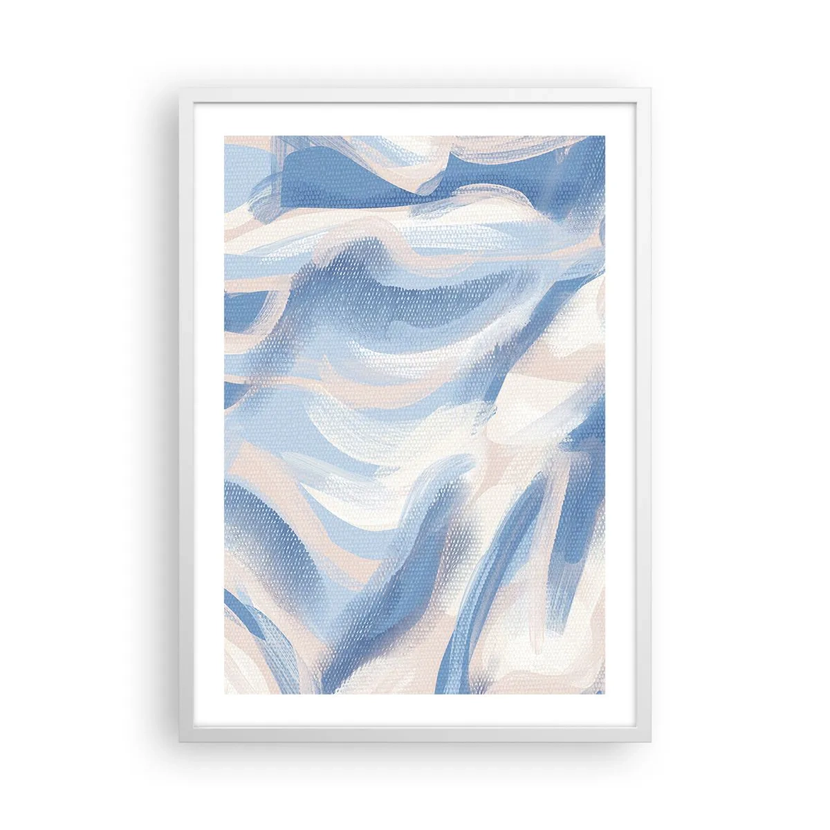 Pôster em moldura branca - Ondas azuis - 50x70 cm