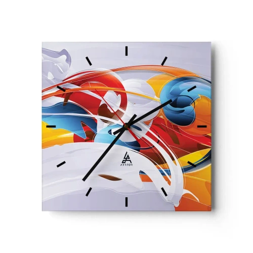Relógio de parede - Relógio em vidro - A dança dos elementos da natureza - 30x30 cm