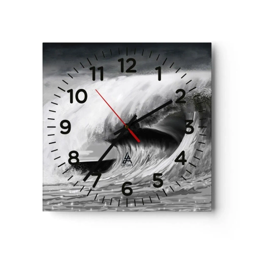 Relógio de parede - Relógio em vidro - A ira do oceano - 30x30 cm