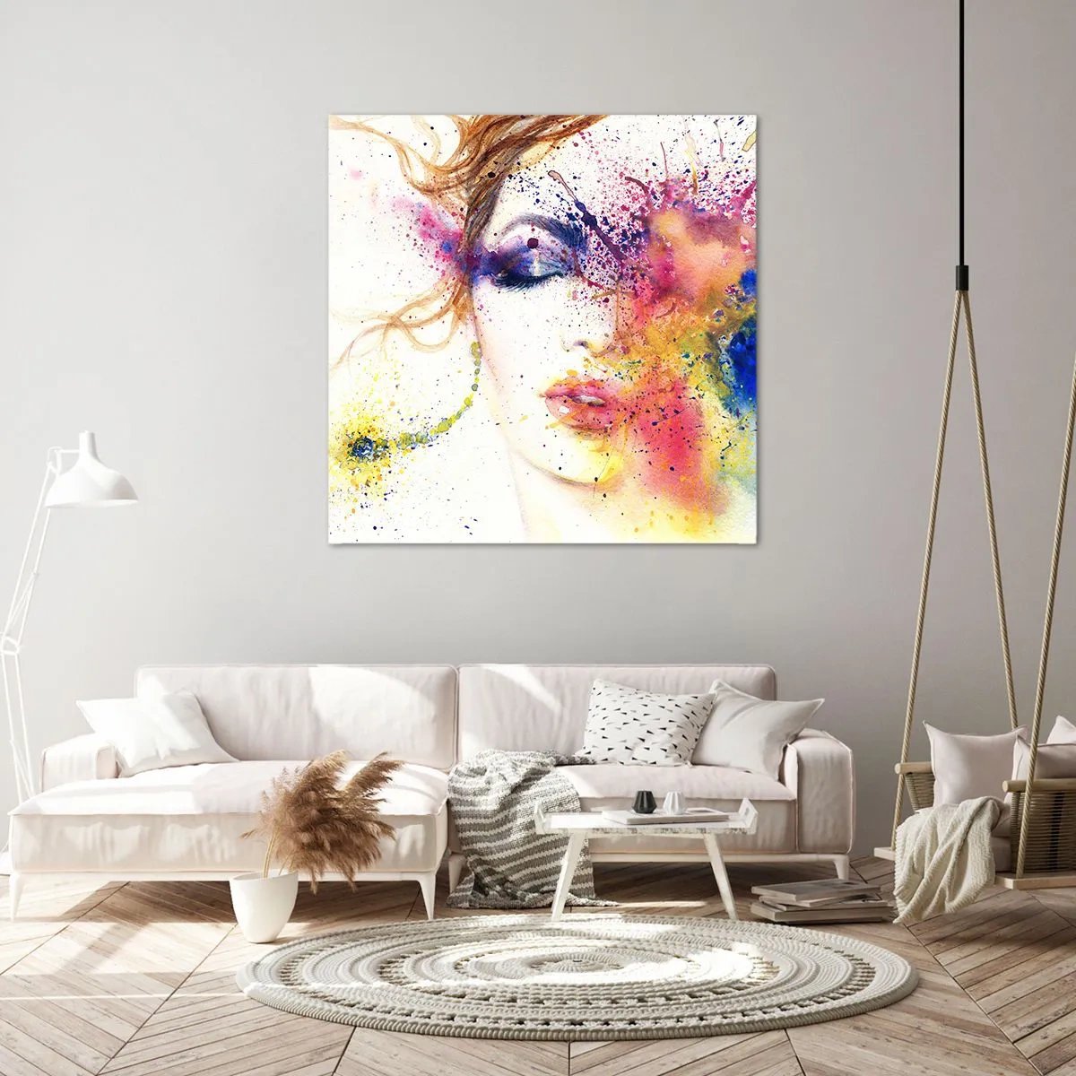 Quadro em tela - Vertigem arco-íris - 70x70 cm