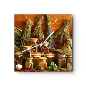 Relógio de parede - Relógio em vidro - Magias da cozinha - 40x40 cm