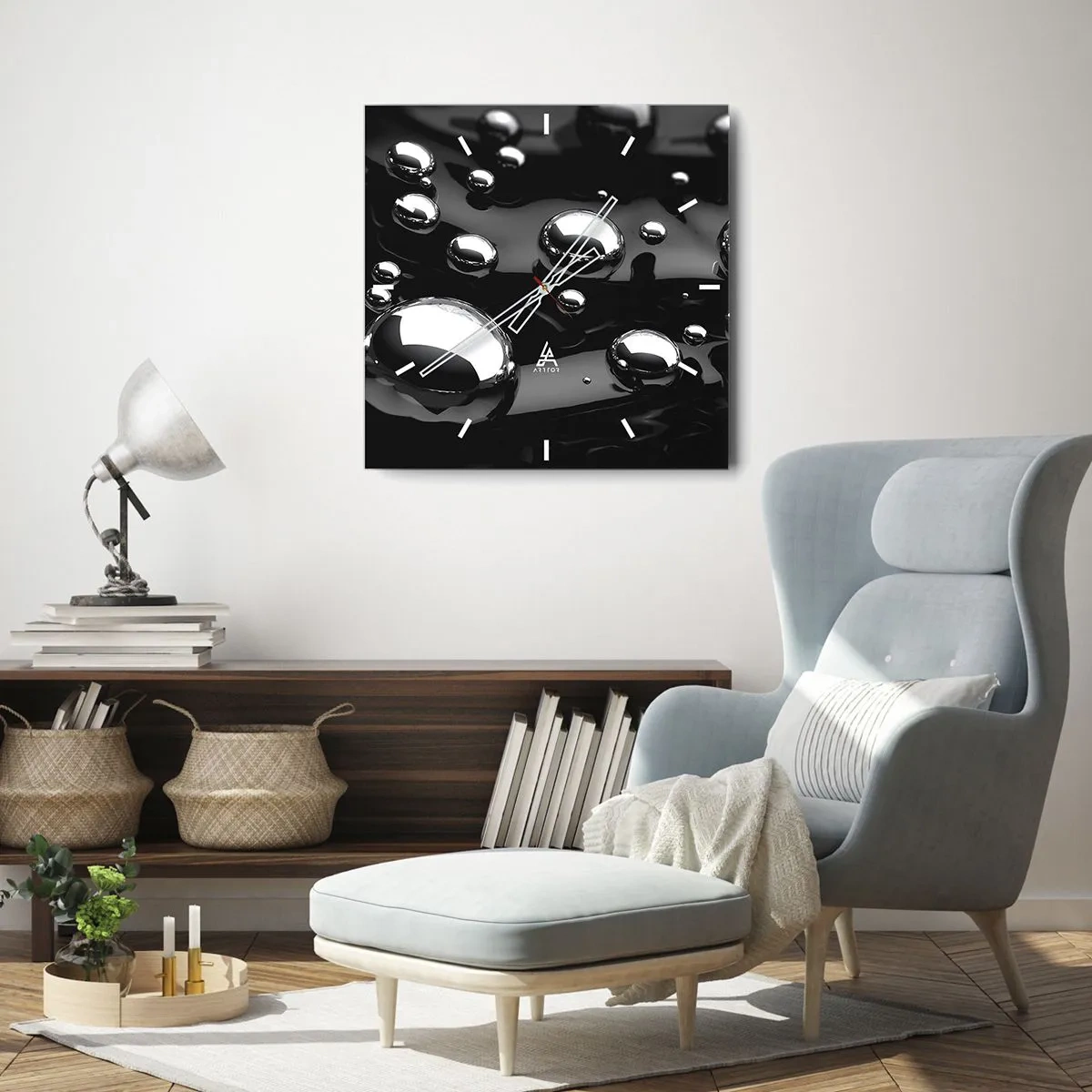 Relógio de parede - Relógio em vidro - Das profundezas negras - 30x30 cm