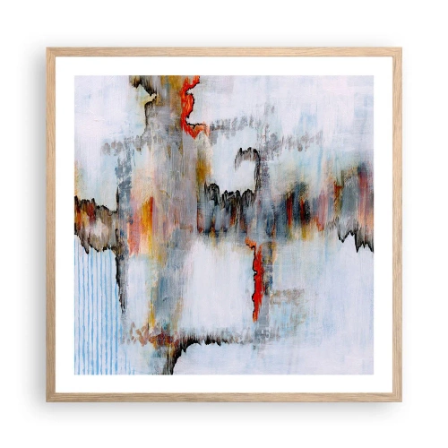 Pôster com moldura de carvalho claro - Com um palito na água - 60x60 cm