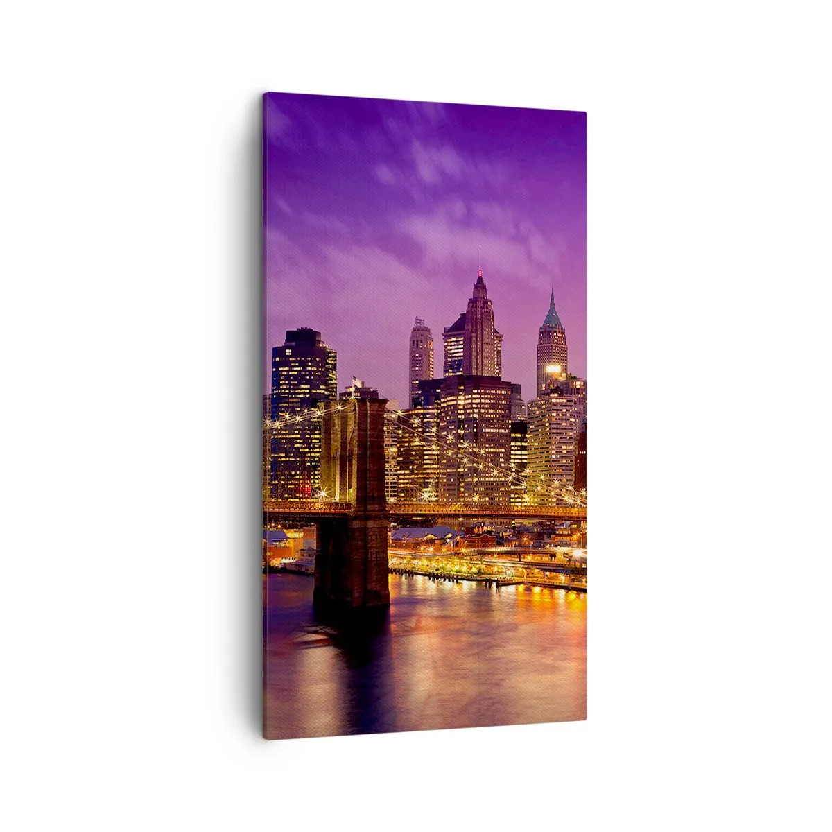 Quadro em tela - Manhathann roxa e dourada - 45x80 cm