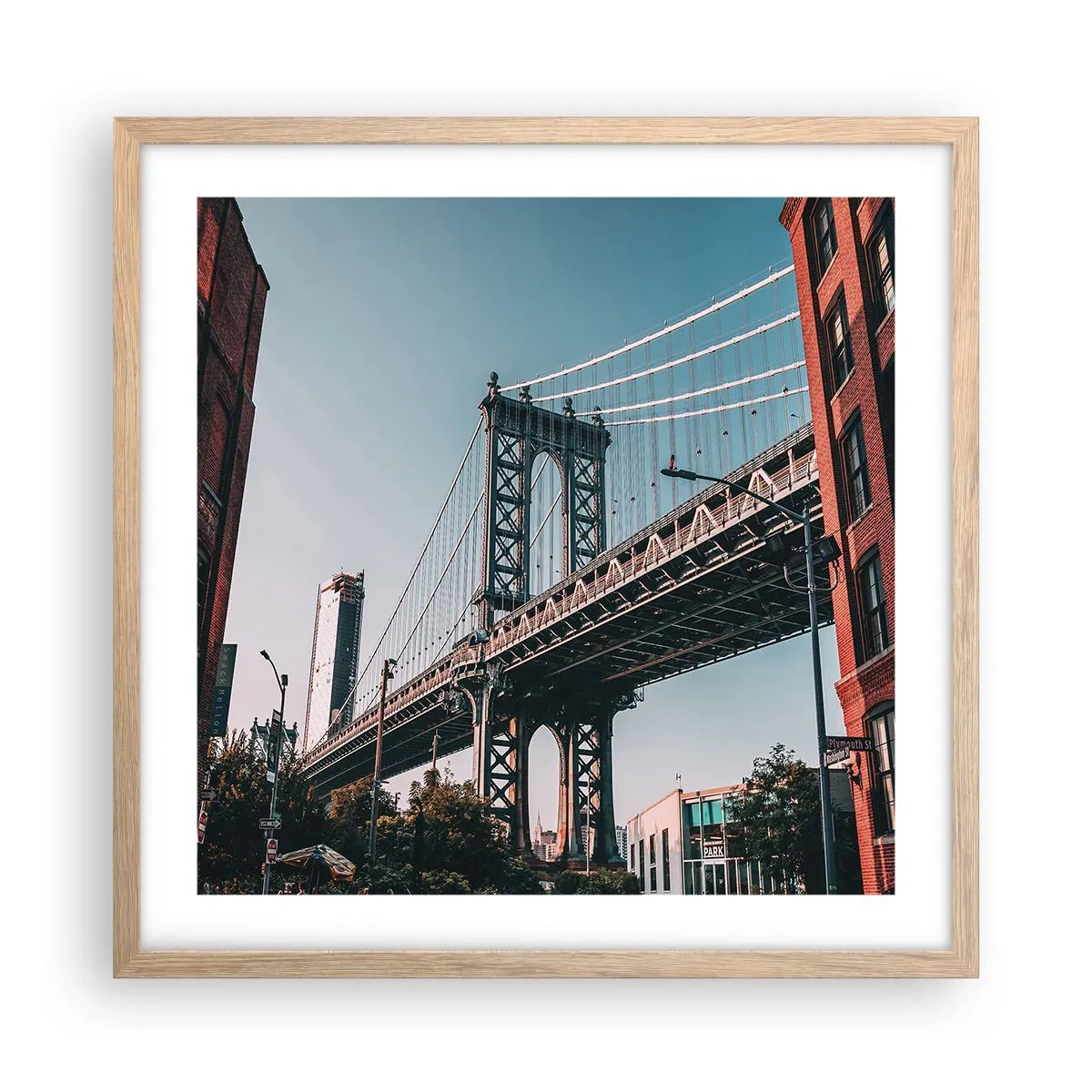 Pôster com moldura de carvalho claro - Sobre as ondas da cidade - 50x50 cm