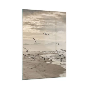 Quadro em vidro - O som do mar, o canto dos pássaros - 50x70 cm